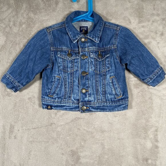 Baby GAP Denim Jacket Infant 6-12 Months Blue Snap Button Trucker 100% Cotton - Picture 2 of 12